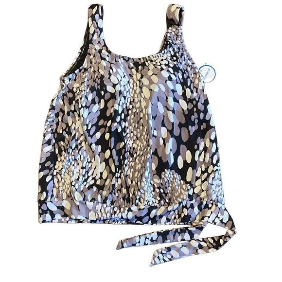 Swimsuits for All NEW blouson swim top black, white, & gray print size 14 - Picture 1 of 13